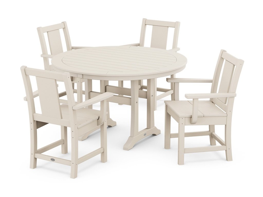 Prairie 5-Piece Round Dining Set with Trestle Legs Photo