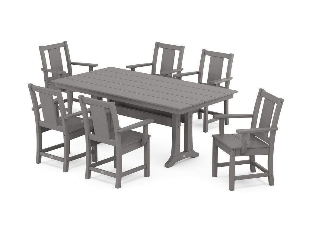 Prairie Arm Chair 7-Piece Farmhouse Dining Set with Trestle Legs Photo