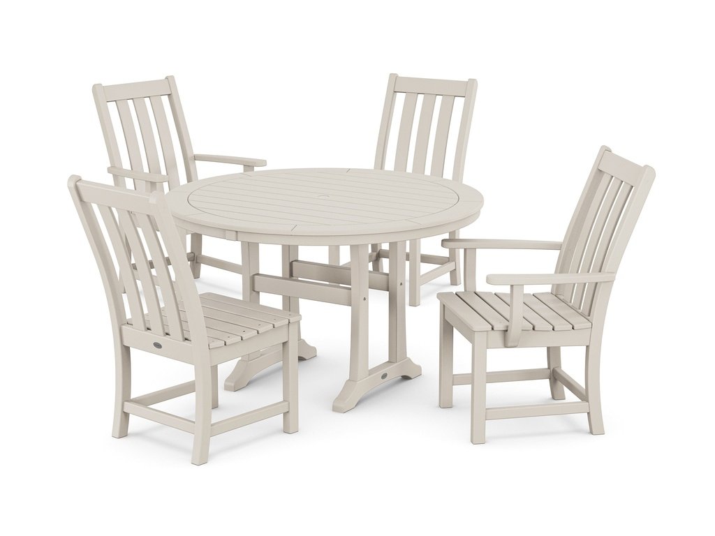 Vineyard 5-Piece Nautical Trestle Dining Set Photo