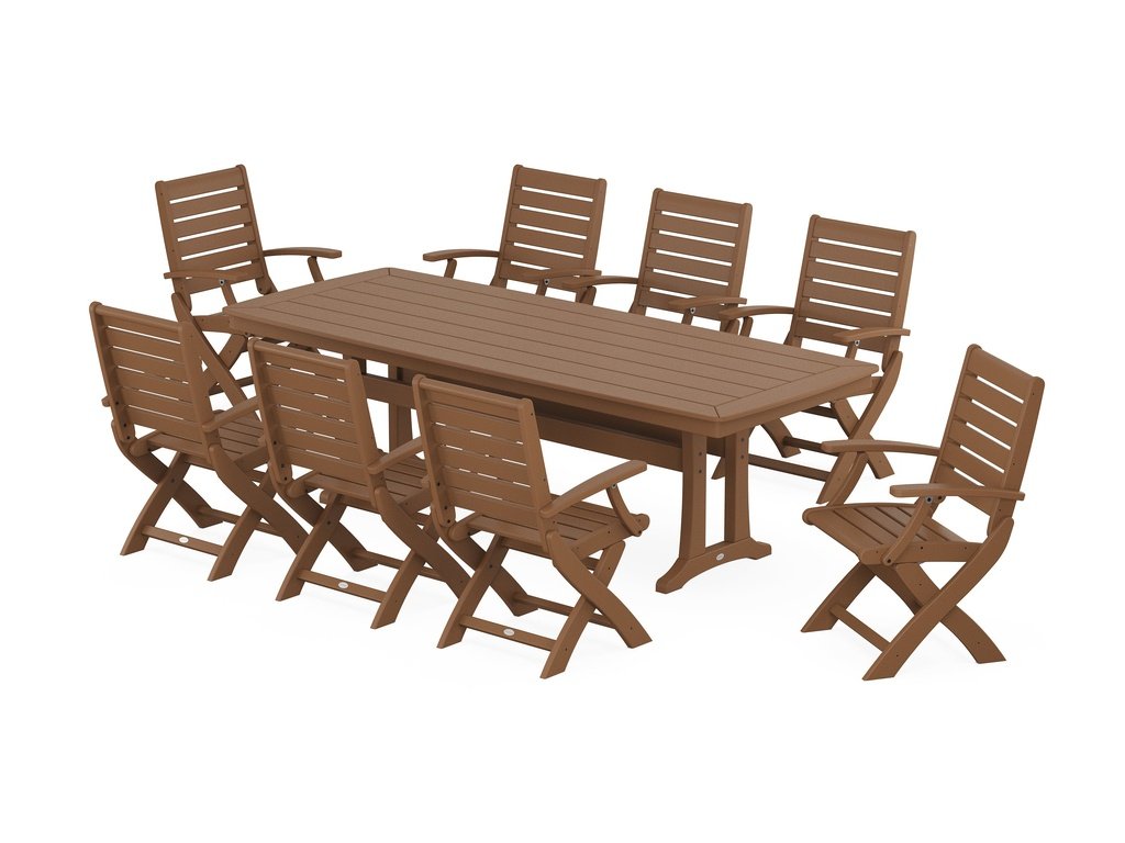 Signature Folding 9-Piece Dining Set with Trestle Legs Photo