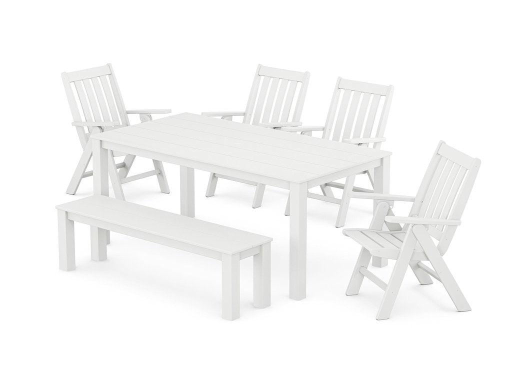 Vineyard Folding Chair 6-Piece Parsons Dining Set with Bench Photo