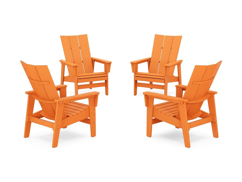 4-Piece Modern Grand Upright Adirondack Chair Conversation Set Photo