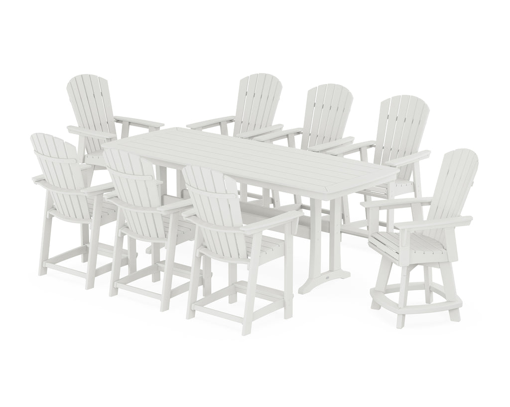 Nautical Curveback Adirondack Swivel 9-Piece Counter Set with Trestle Legs Photo