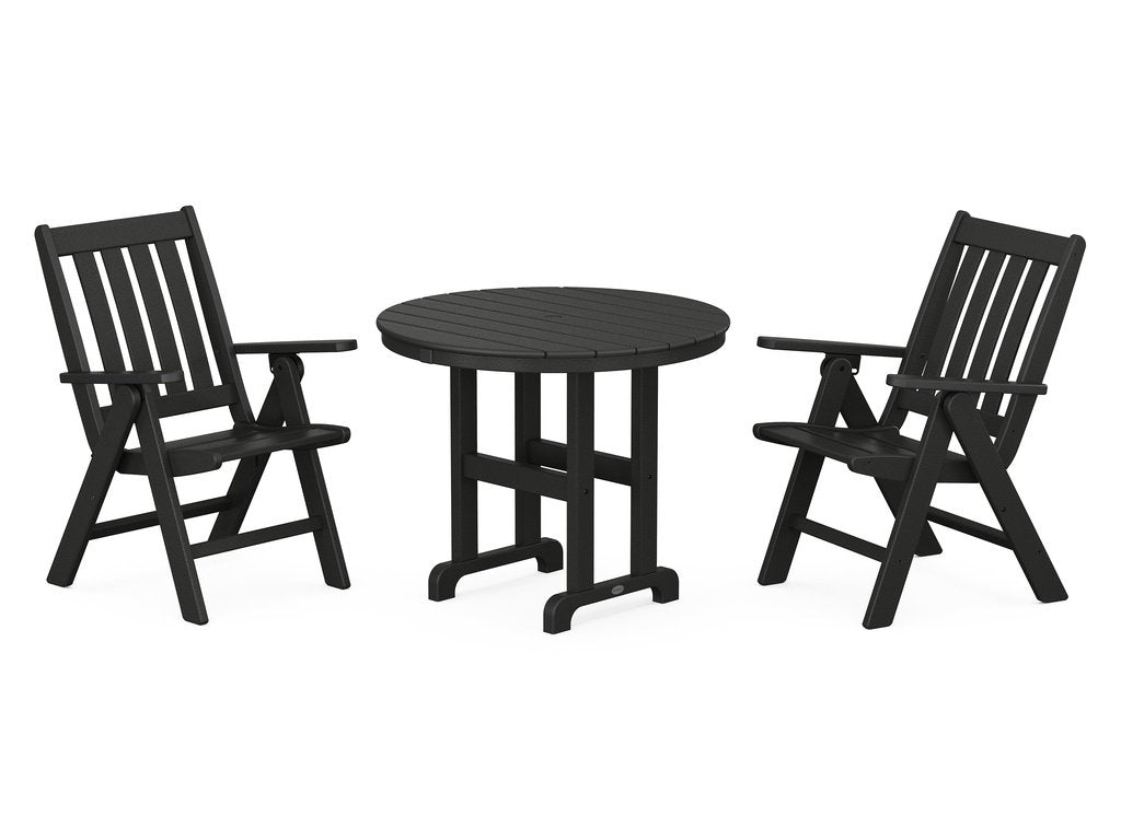 Vineyard Folding Chair 3-Piece Round Dining Set Photo