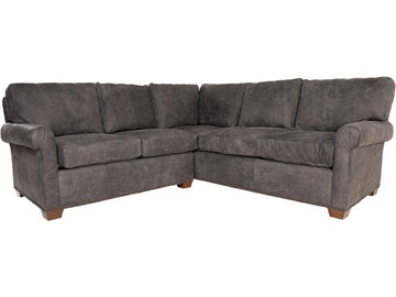 Signature Elements Leather Sectional - Zulu Greystone w/ Nailheads