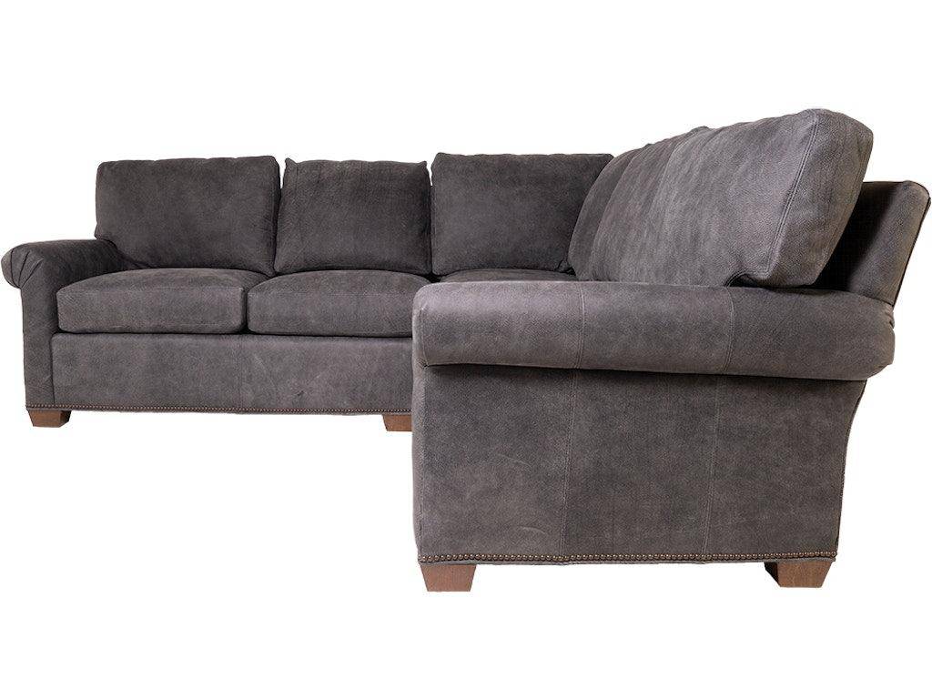 Signature Elements Leather Sectional - Zulu Greystone w/ Nailheads