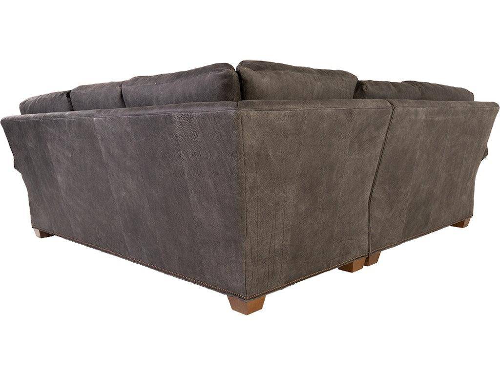 Signature Elements Leather Sectional - Zulu Greystone w/ Nailheads