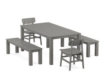 Modern Studio Urban Chair 5-Piece Parsons Dining Set with Benches Photo