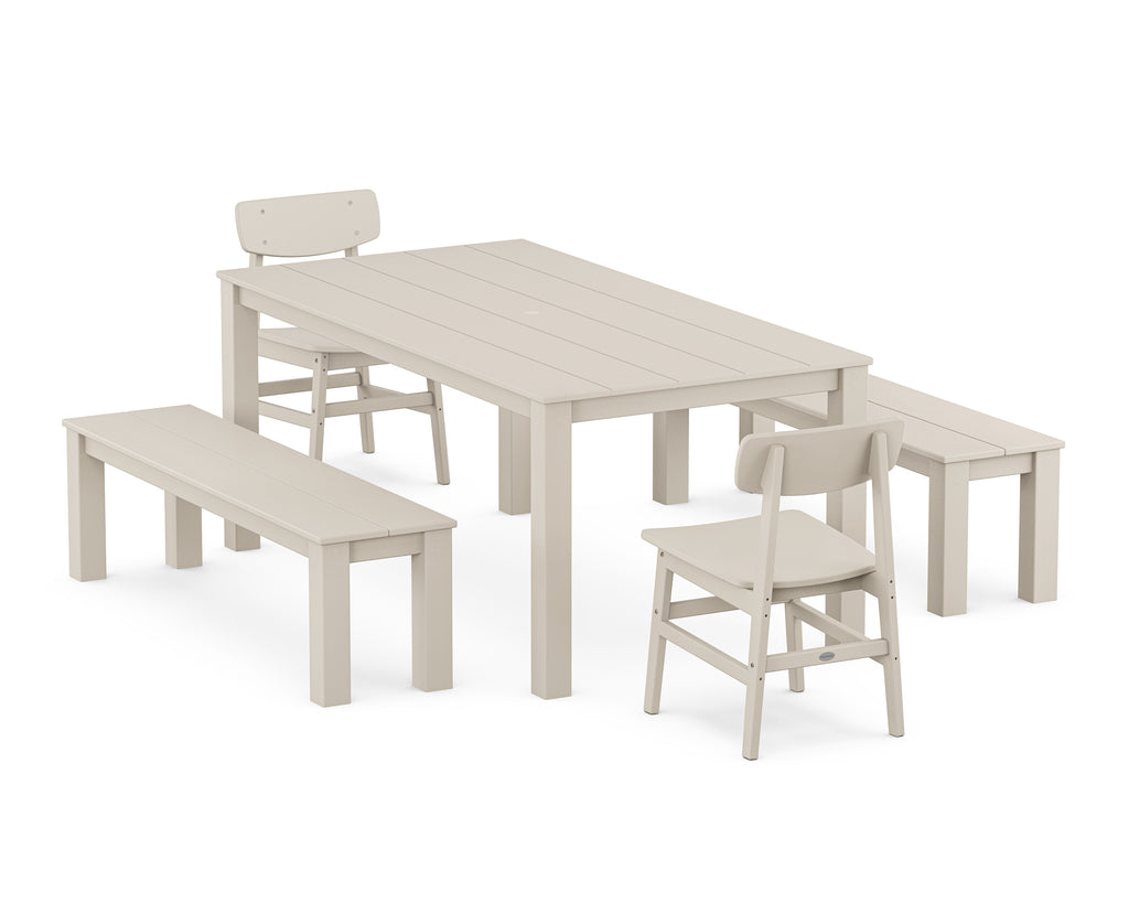 Modern Studio Urban Chair 5-Piece Parsons Dining Set with Benches Photo