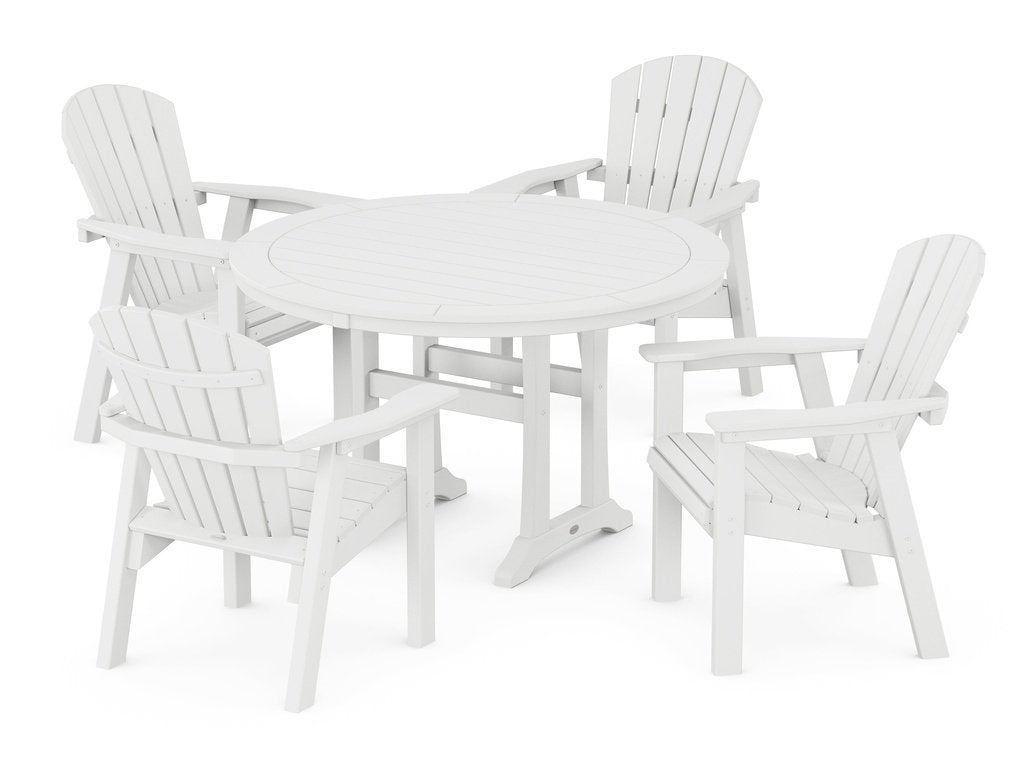 Seashell 5-Piece Round Dining Set with Trestle Legs Photo