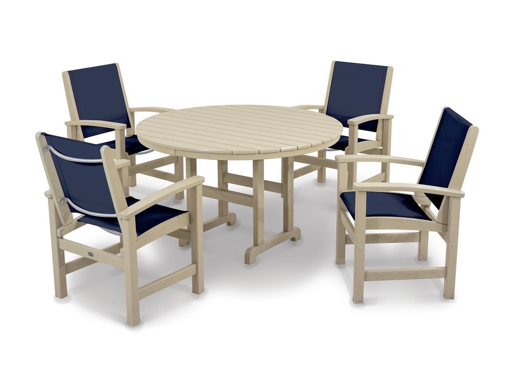 Coastal 5-Piece Round Farmhouse Dining Set Photo