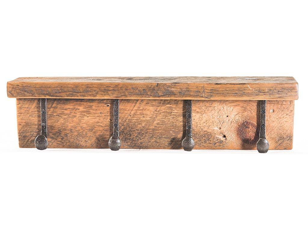 Coat Rack & Shelf With Railroad Hooks 515866