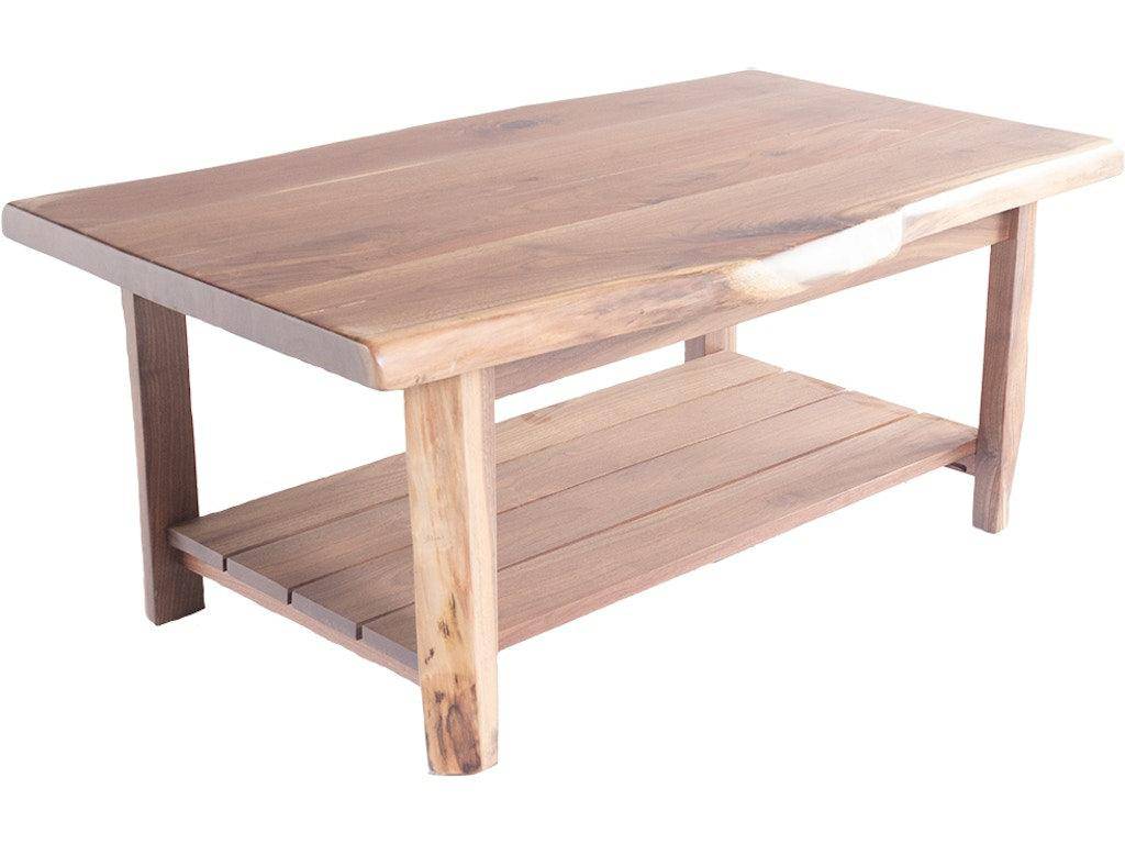 Walnut Coffee Table - Live Edge w/ Slat Shelf 536393