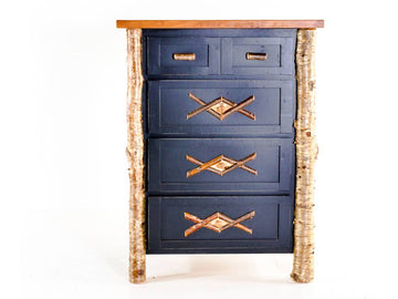 Legacy 4 Drawer Painted Mule Cehst W/ Yellow And White Birch Accents. Stained Top 536358