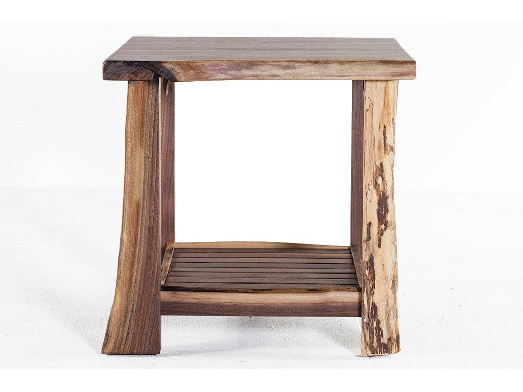 Live Edge Black Walnut End Table W/ Shelf 522014