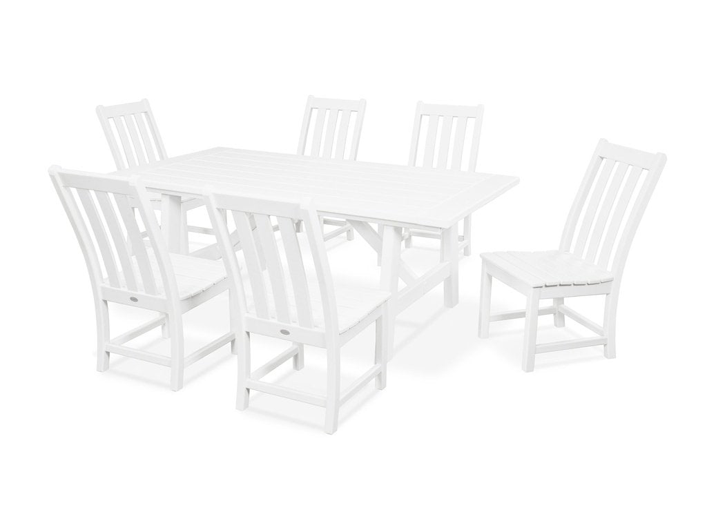 Vineyard 7-Piece Rustic Farmhouse Side Chair Dining Set Photo