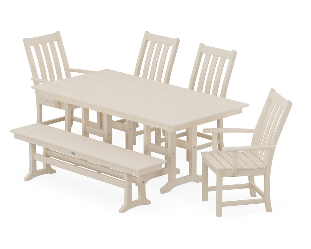 Vineyard 6-Piece Farmhouse Dining Set with Bench Photo