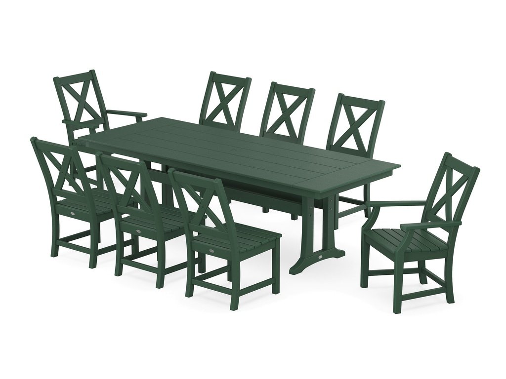 Braxton 9-Piece Farmhouse Dining Set with Trestle Legs Photo