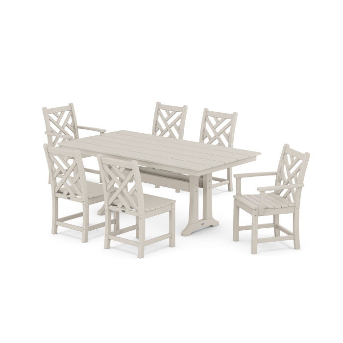 Chippendale 7-Piece Farmhouse Trestle Dining Set - Retreat Home Furniture