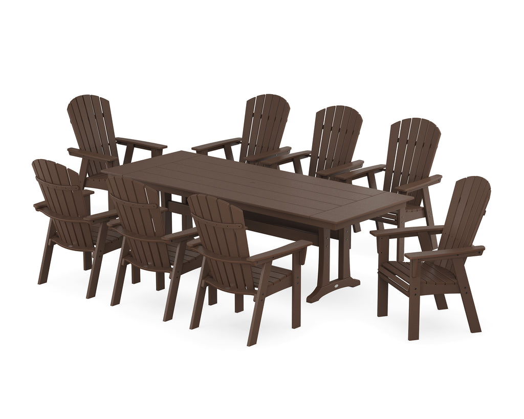 Nautical 9-Piece Curveback Adirondack Farmhouse Dining Set with Trestle Legs Photo