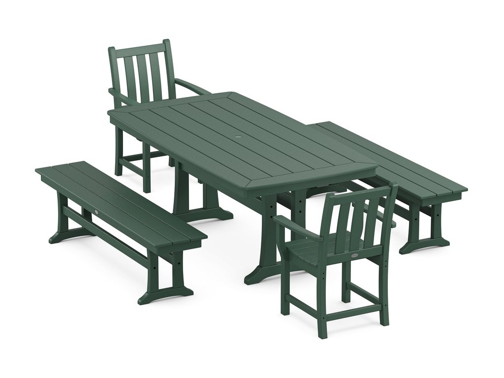 Traditional Garden 5-Piece Dining Set with Trestle Legs Photo