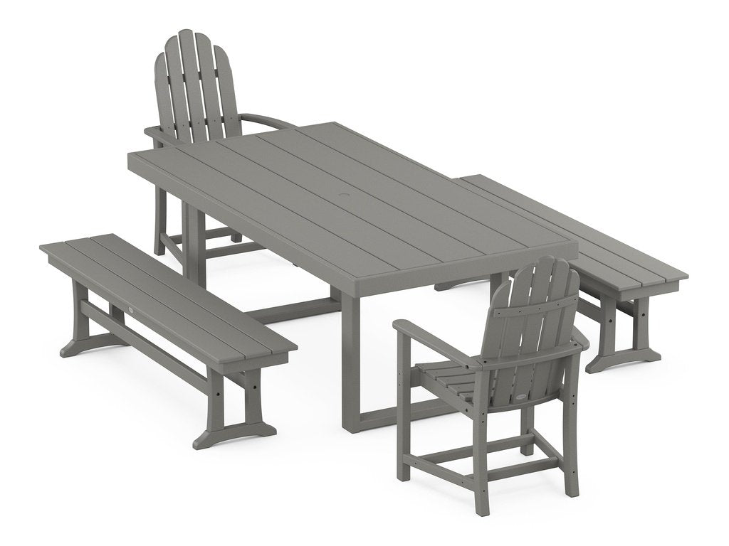 Classic Adirondack 5-Piece Dining Set with Benches Photo