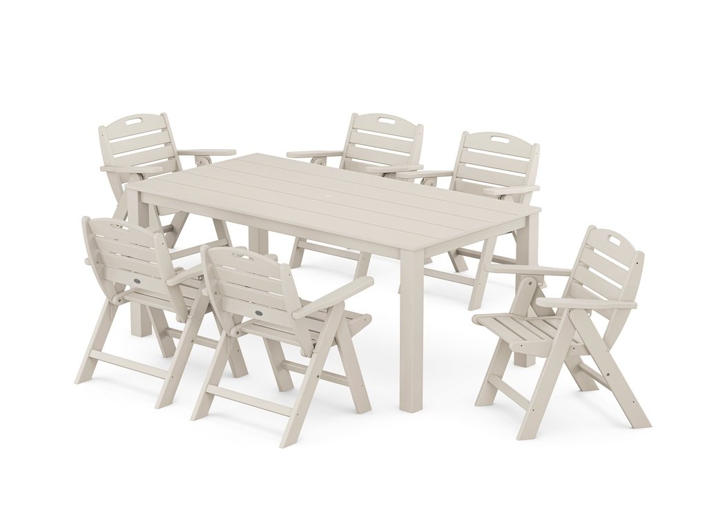 Nautical Folding Lowback Chair 7-Piece Parsons Dining Set Photo