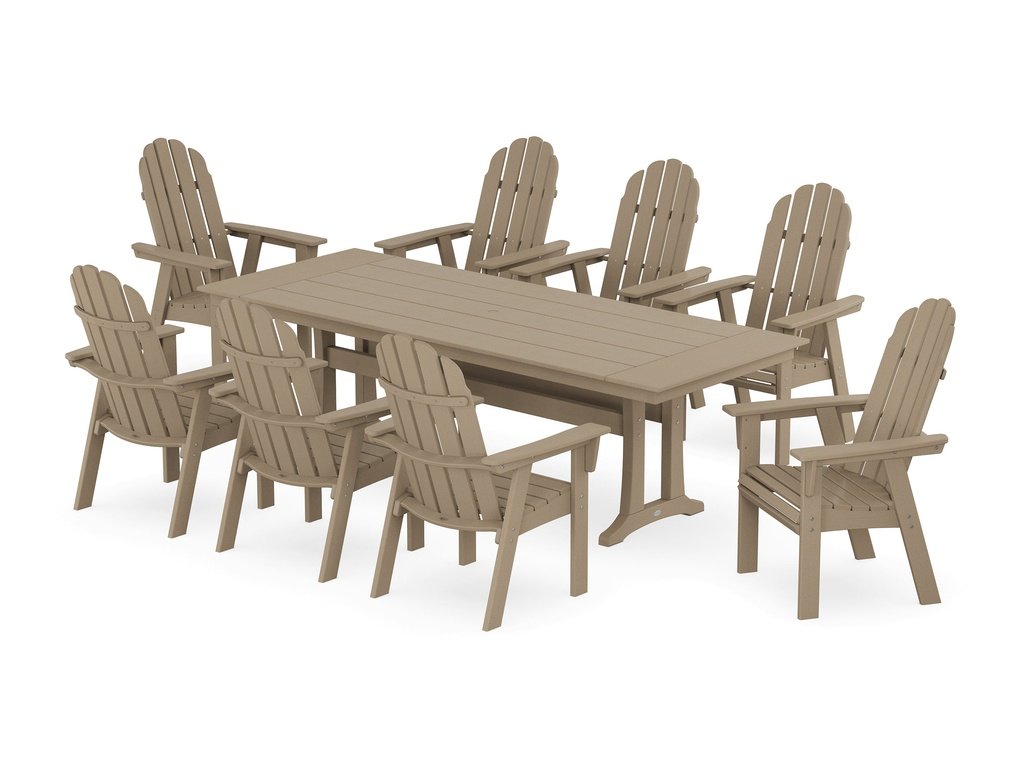 Vineyard 9-Piece Curveback Adirondack Farmhouse Dining Set with Trestle Legs Photo