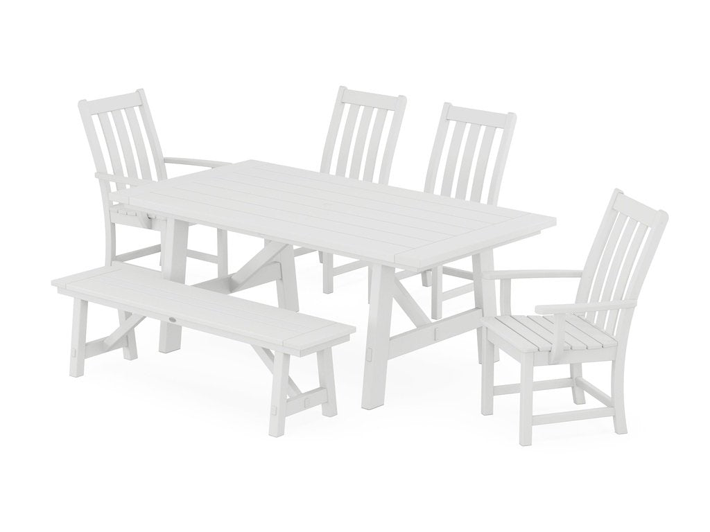 Vineyard 6-Piece Rustic Farmhouse Dining Set With Bench Photo