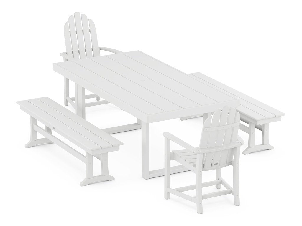 Classic Adirondack 5-Piece Dining Set with Benches Photo