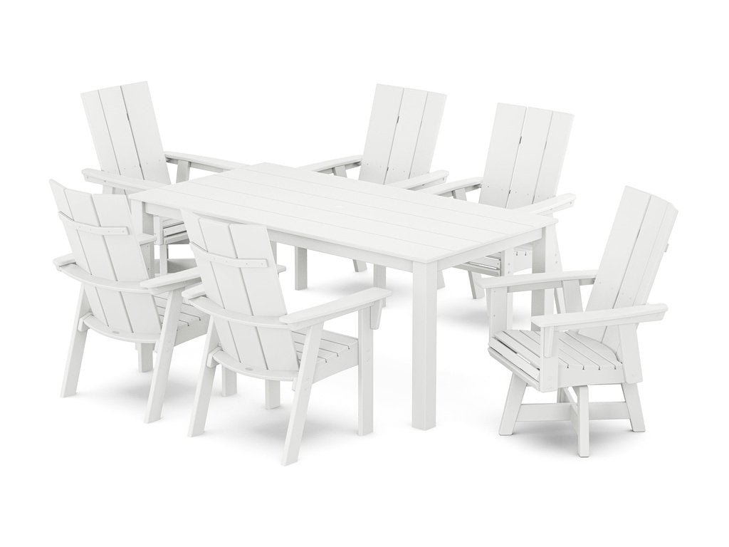 Modern Curveback Adirondack 7-Piece Parsons Swivel Dining Set Photo