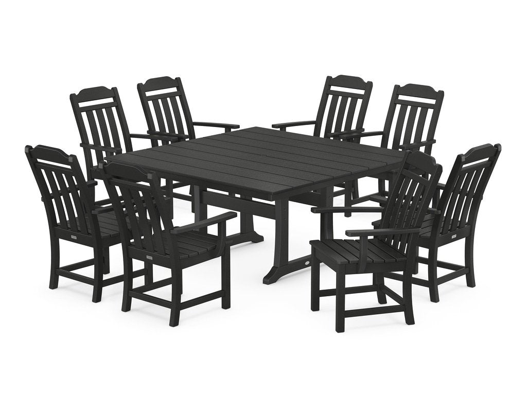 Country Living 9-Piece Square Farmhouse Dining Set with Trestle Legs Photo