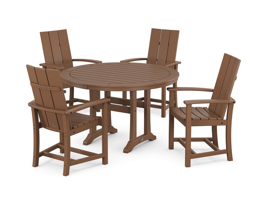 Modern Adirondack 5-Piece Round Dining Set with Trestle Legs Photo