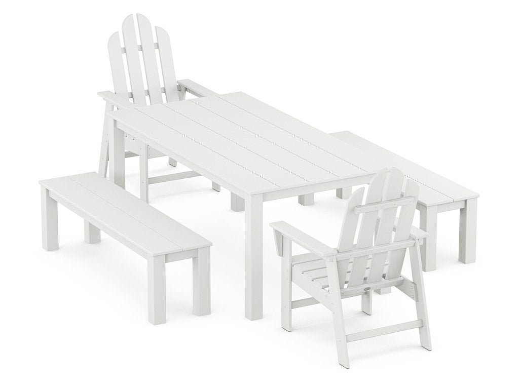 Long Island 5-Piece Parsons Dining Set with Benches Photo