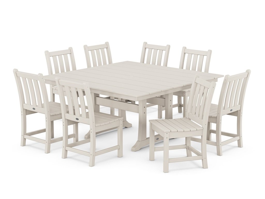 Traditional Garden 9-Piece Farmhouse Trestle Dining Set Photo