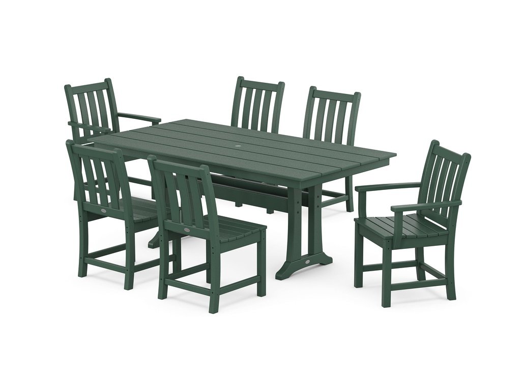 Traditional Garden 7-Piece Farmhouse Dining Set With Trestle Legs Photo