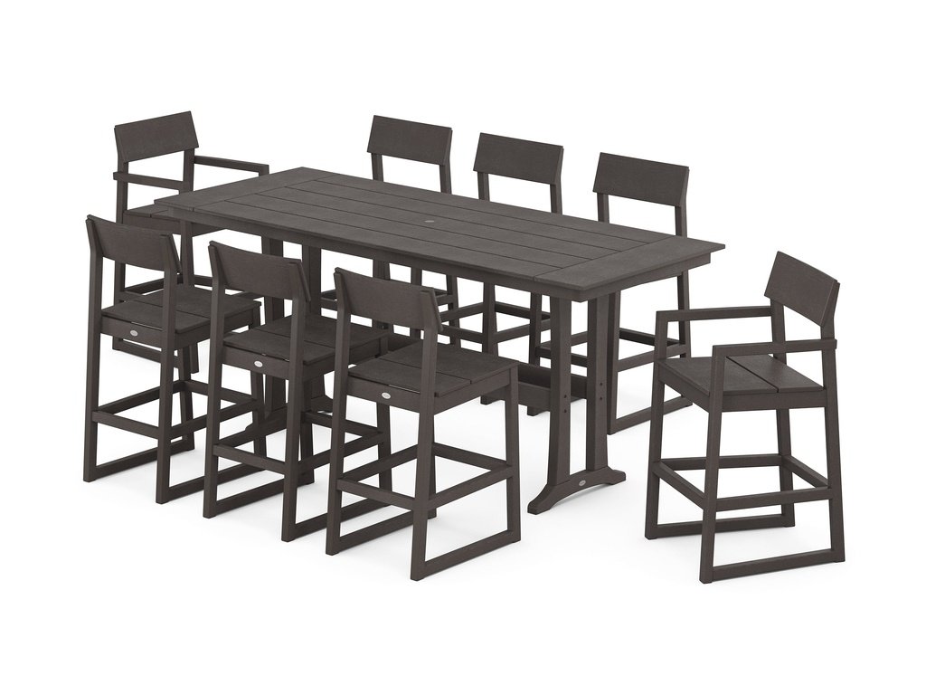 EDGE 9-Piece Farmhouse Bar Set with Trestle Legs Photo