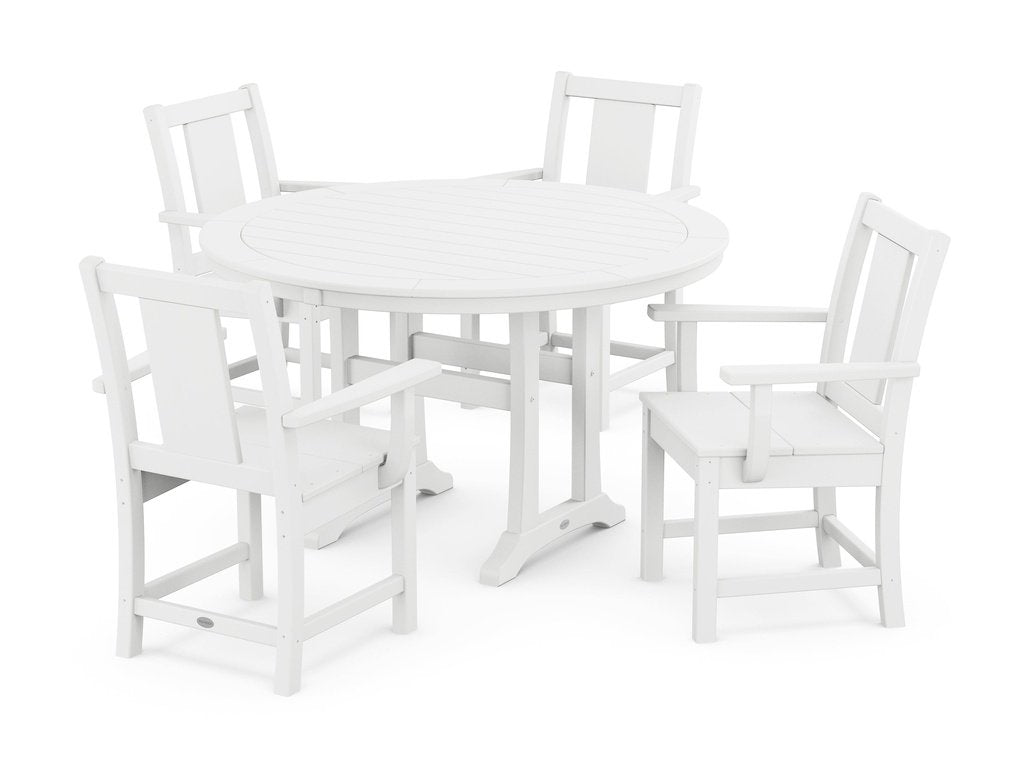 Prairie 5-Piece Round Dining Set with Trestle Legs Photo