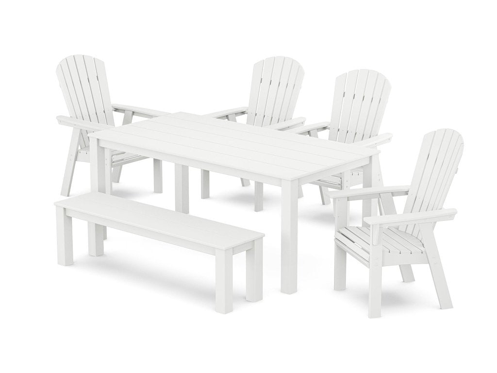 Nautical Curveback Adirondack 6-Piece Parsons Dining Set with Bench Photo