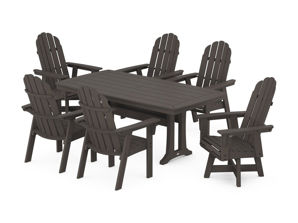 Vineyard Curveback Adirondack Swivel Chair 7-Piece Dining Set with Trestle Legs Photo