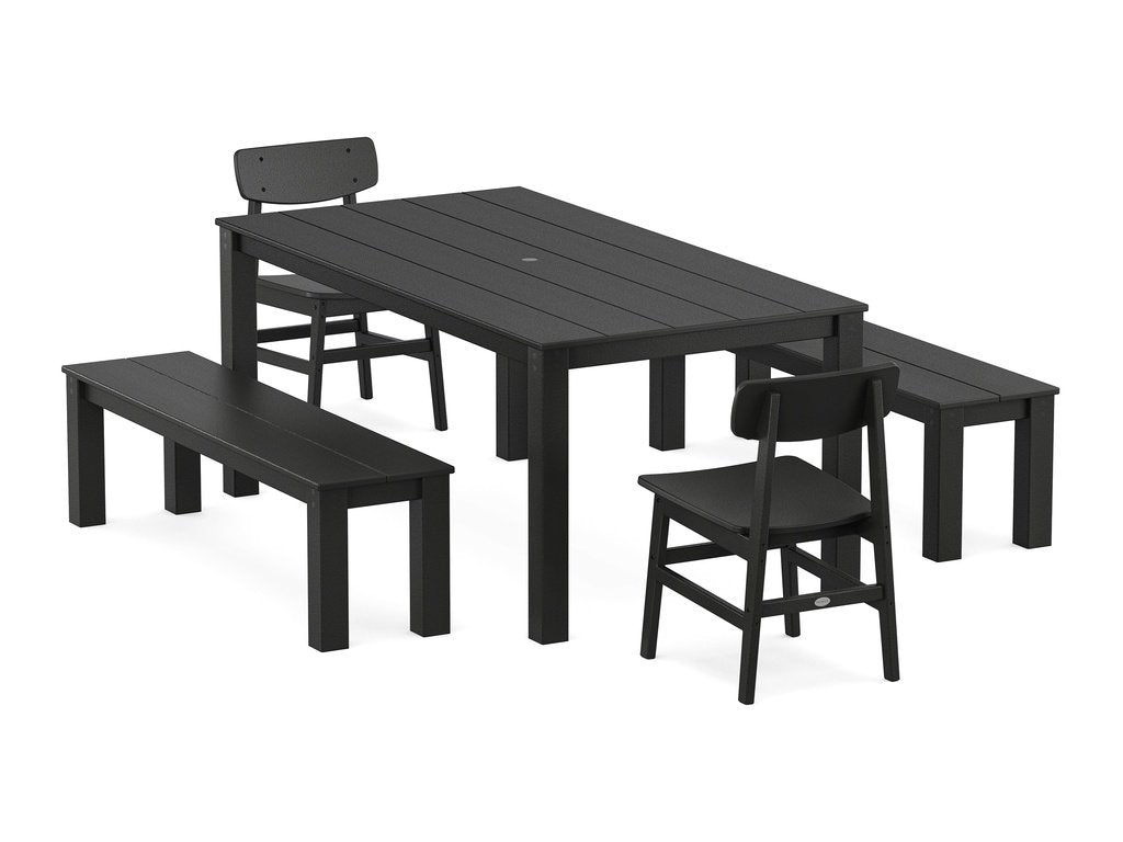 Modern Studio Urban Chair 5-Piece Parsons Dining Set with Benches Photo