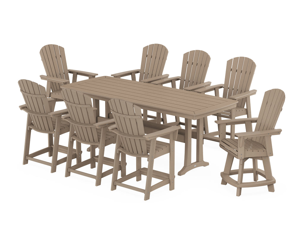 Nautical Curveback Adirondack Swivel 9-Piece Counter Set with Trestle Legs Photo