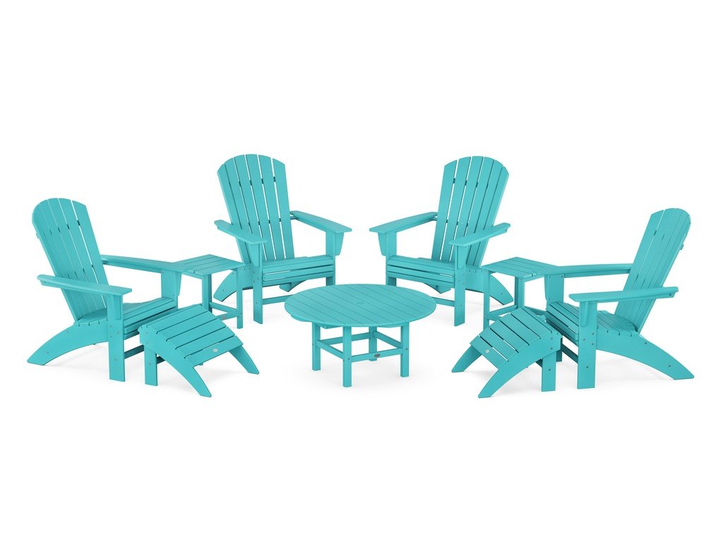 Nautical Curveback Adirondack Chair 9-Piece Conversation Set Photo