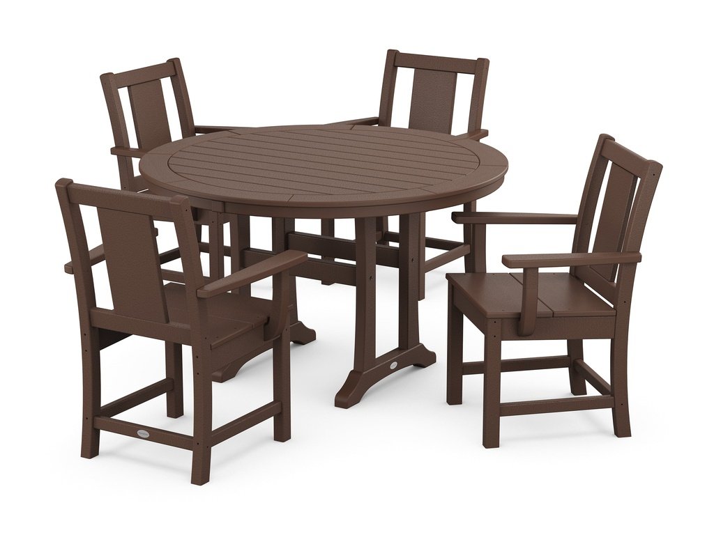 Prairie 5-Piece Round Dining Set with Trestle Legs Photo