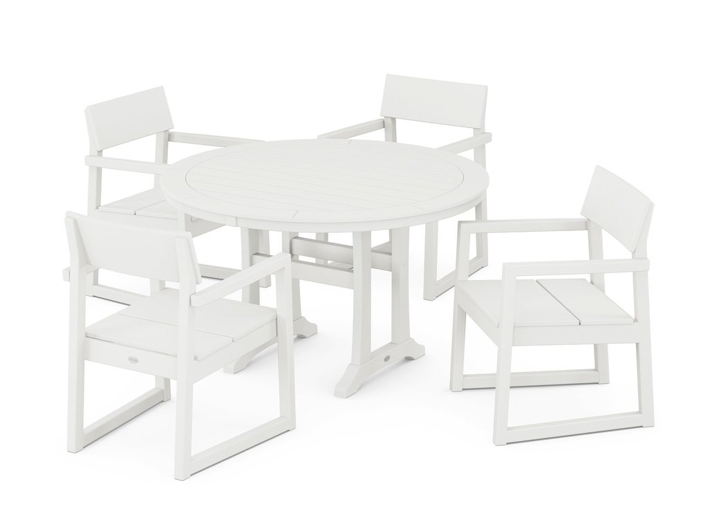 EDGE 5-Piece Round Dining Set with Trestle Legs Photo