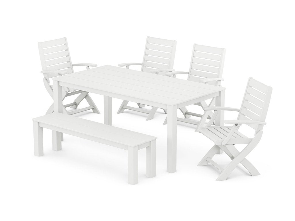 Signature Folding Chair 6-Piece Parsons Dining Set with Bench Photo