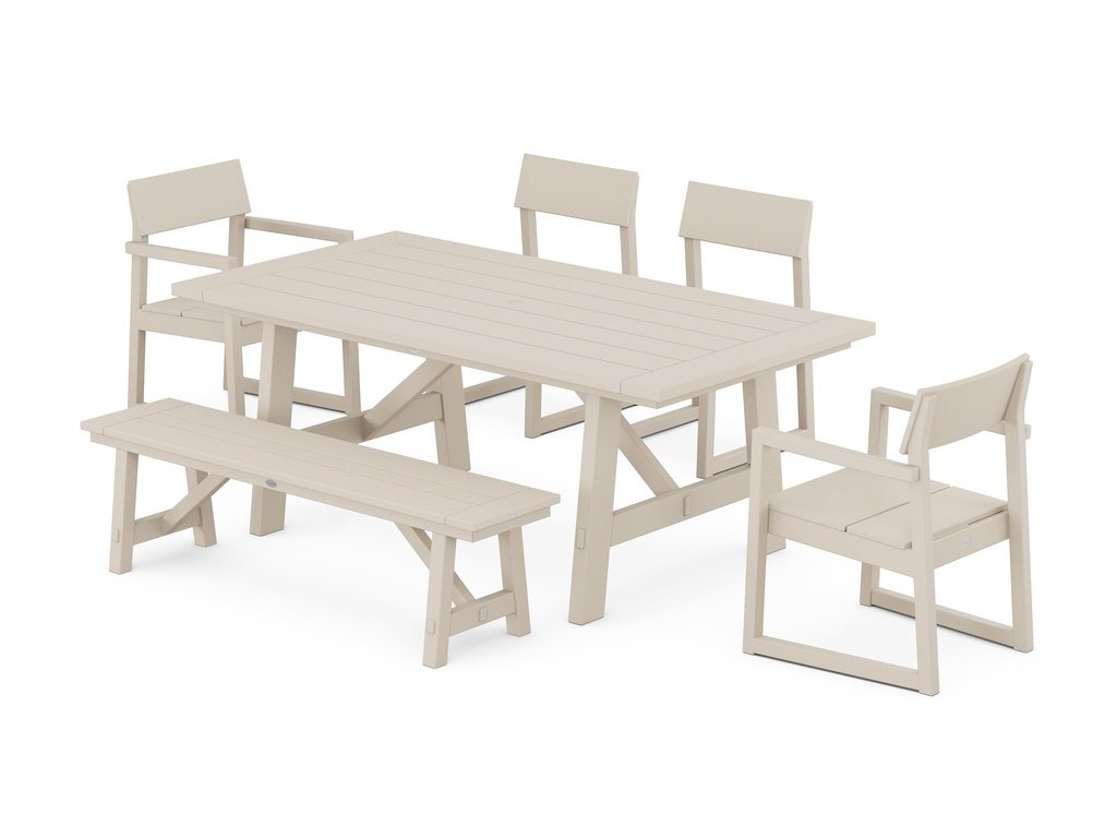 EDGE 6-Piece Rustic Farmhouse Dining Set with Bench Photo