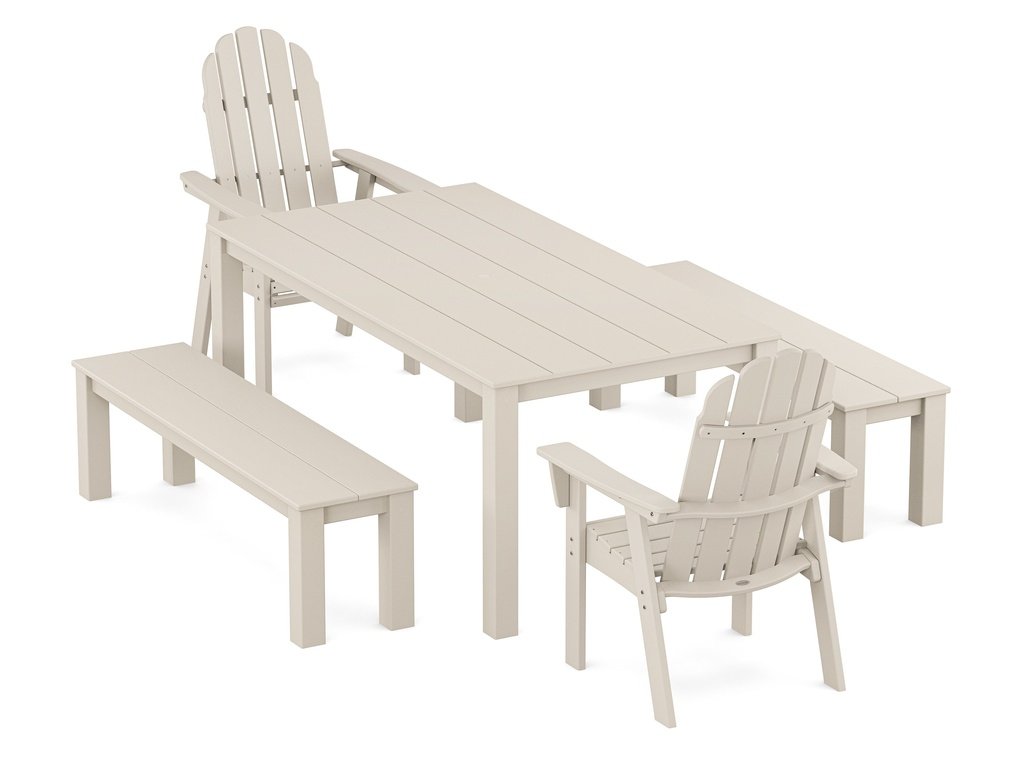 Vineyard Curveback Adirondack 5-Piece Parsons Dining Set with Benches Photo