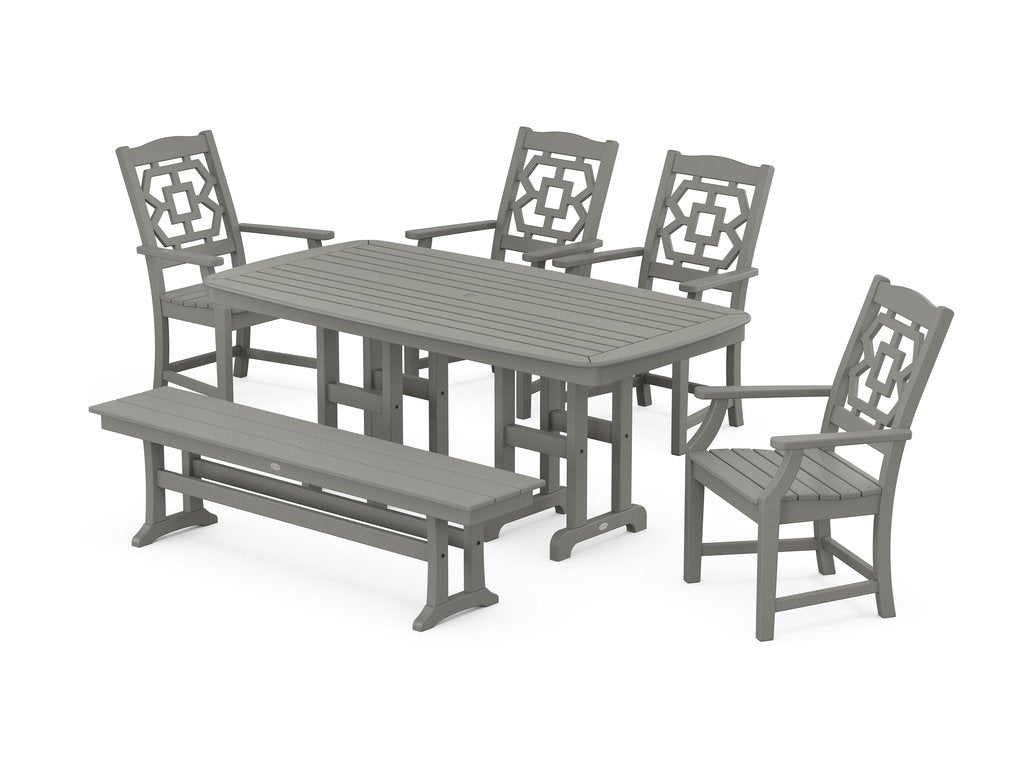 Chinoiserie 6-Piece Dining Set with Bench Photo