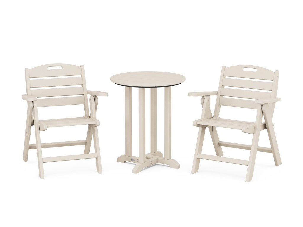 Nautical Folding Lowback Chair 3-Piece Round Dining Set Photo